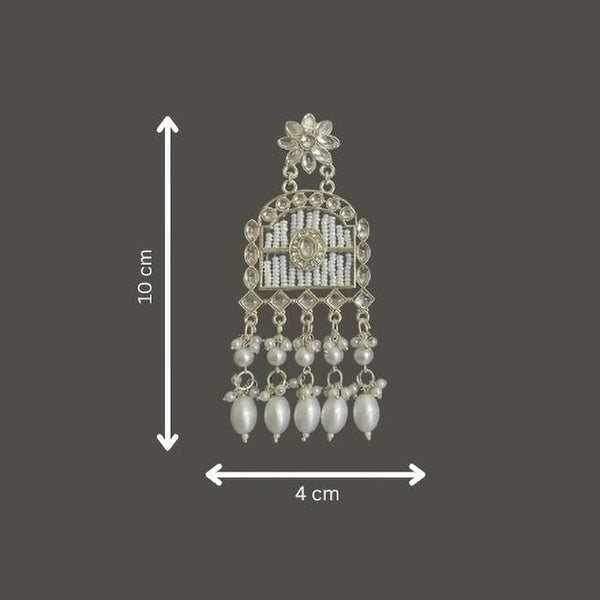 Tessara Gold-Plated Kundan Chandelier Earrings with White Pearls