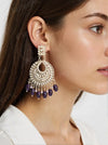 Grand Polki & Pearl Bridal Earrings with Purple Drops -by Tessara