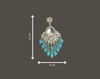 Silver-Plated Kundan Chandelier Earrings with Turquoise Blue Beaded Drops -by Tessara