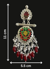 Festive Red & Green Floral Meenakari Earrings -by Tessara