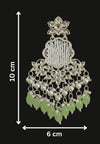 Exquisite Kundan Chandelier Earrings with White & Green Beads -by Tessara