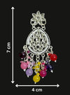 Silver-Plated Kundan Earrings with Multicolor Beads -by Tessara