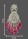 Traditional Kundan Chandbali Earrings with Pink Beads -by Tessara