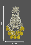 Sunshine Yellow Kundan Dangle Earrings with Silver Finish -by Tessara