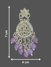 Tessara Silver Kundan Teardrop Danglers with Lavender Beads