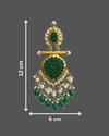 Tessara Gold-Plated Carved Stone & Pearl Drop Earrings in Bottle Green