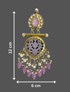 Tessara Antique Floral Engraved Pink Stone Earrings with Gold & Kundan Work -by Tessara