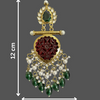Gold-Plated Kundan Chandbali Earrings with Carved Stone & Pearls -by Tessara