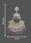 Chandbali Jhumka Earrings with Pink Beads -by Tessara
