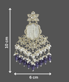 Royal Kundan Chandelier Earrings with White & Purple Beads -by Tessara