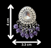 Tessara Silver-Plated Kundan Drop Earrings with Purple Beaded Fringe