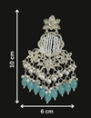 Traditional Kundan Earrings with White Pearls & Sky Blue Bead Drops-by Tessara