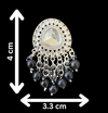 Traditional Polki Earrings with Black Beaded Danglers -by Tessara