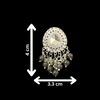 Tessara Silver-Plated Kundan Drop Earrings with Mehendi Green Beaded Fringe