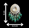 Chandbali Earrings with Sparkling Stones & Green Beads -by Tessara
