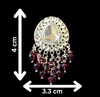 Tessara Silver-Plated Kundan Drop Earrings with Wine Beaded Fringe