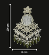 Antique Silver Kundan Earrings with Dark Green Bead Drops -by Tessara