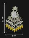 Handcrafted Kundan & Pearl Earrings with Mustard Yellow Beads-by Tessara