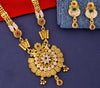 Traditional Gold Plated Flower Design Long Haram Necklace Jewellery Set