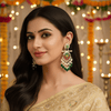 Tessara Silver-Plated Multicolor Meenakari Earrings with Green Beaded Tassels