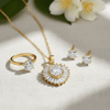 Tessara Gold-Plated Zirconia Heart & Solitaire Pendant Set