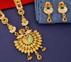 Traditional Gold Plated Forming Long Multi Layered Necklace Jewellery Set