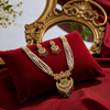 Tessara Copper Gold-plated Green, Red Jewel Set