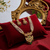 Tessara Copper Gold-plated Green, Red Jewel Set