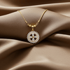 Tessara Gold-Plated White AD-Studded Floral Halo Pendant
