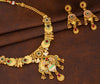 Multi Stone Floral Design Traditional Jewellery Necklace with Earrings Set