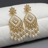 Tessara Gold-Plated Kundan & Pearl Teardrop Earrings in White