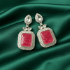 Tessara Silver-Plated Kundan Drop Earrings with Carved Rani Pink Stone