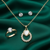 Tessara Gold-Plated Translucent Stone Heart & Zirconia Pendant Set
