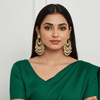 Tessara Gold-Plated Kundan & Pearl Chandbali Earrings in White