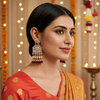 Tessara Gold-Plated Kundan Chandelier Earrings with Wine Beads
