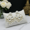 Tessara Silver Kundan & Pearl Chandelier Earrings in White