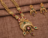 Traditional Awesome Designer Brass Gold Long Antique Necklace with Earring Set