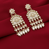 Tessara Gold-Plated Kundan Chandelier Earrings with White Pearls