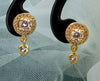 Sterling Silver Cubic Zirconia Designer Circular & Heart Gold Plated Stud Earrings
