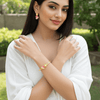 Tessara Pink Meenakari Heart Bangles, Gold-Toned