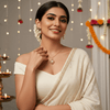 Tessara Gold-Plated White AD-Studded Pearl Heart Pendant