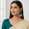 Tessara Silver-Plated Multicolor Meenakari Chandbali Hoop Earrings