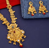 Gold Plated Traditional Leaf Design Wedding Wear Long Jewellery Necklace Set