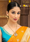 Gold Plated Traditional Brass Ball Chain Pendent Jewellery with Earring Set