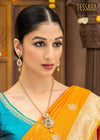 Traditional Gold Plated Round Pendant Necklace with Earring Set - Women's Jewelry