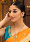 Traditional Gold Plated Round Pendant Necklace with Earring Set - Women's Jewelry