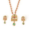 Contemporary Copper South Indian Floral Long Haram Necklace Set