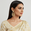 Tessara Gold-Plated Kundan & Pearl Chandbali Earrings in White