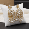 Tessara Gold-Plated Kundan & Pearl Teardrop Earrings in White