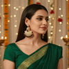 Tessara Gold Kundan Pearl Chandbali with Mehendi Green Beads